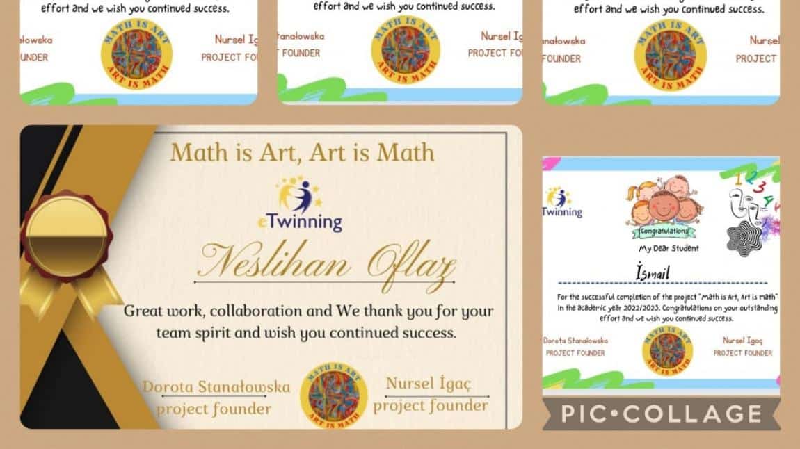 Rehber Öğretmenimiz Neslihan OFLAZ'ın Ortağı Olduğu Math is Art, Art is Math eTwinning Projesi Sona Erdi 