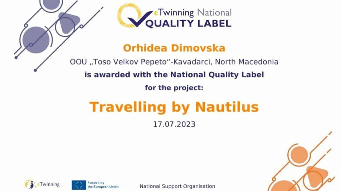 Okulumuzun Öğretmenleri Hatice APUTKAN ve Ceyda DUYAN'ın Ortağı Olduğu Travelling by Nautilus eTwinning Projesine Kuzey Makedonya'dan ilk Ödül Geldi 